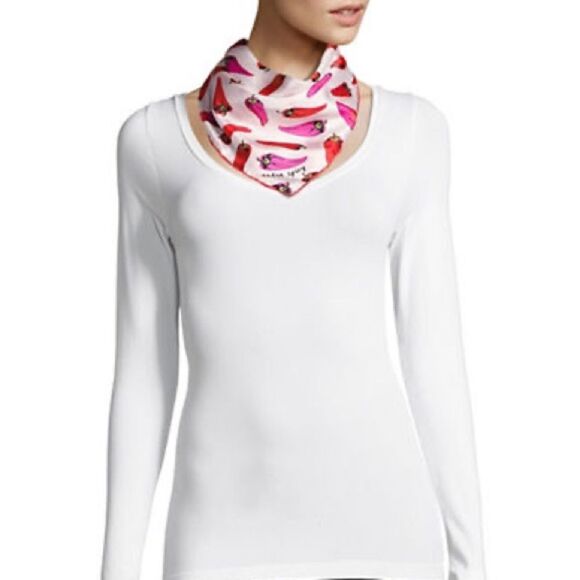 Kate Spade New York Hot Pepper Silk Bandana-RED-One Size - Picture 1 of 2